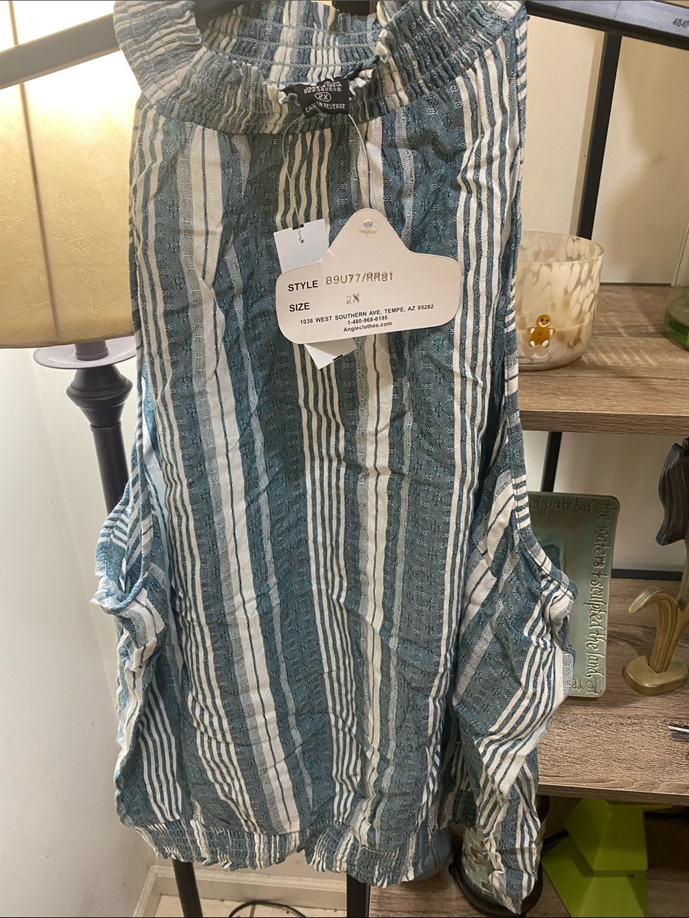 Angie Blue and White Striped Tank Top